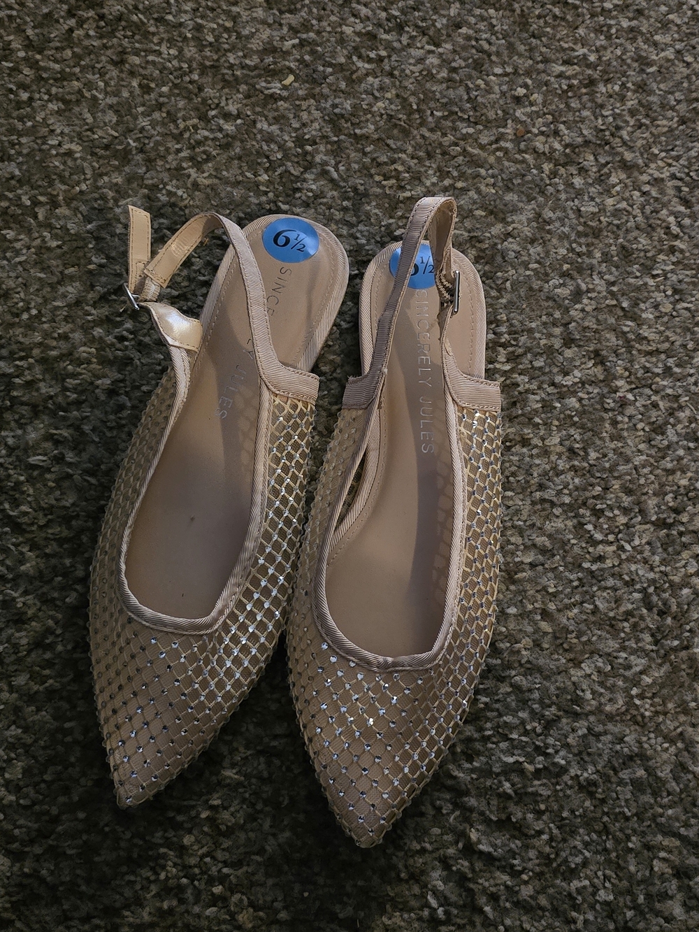 Sincerly Jules Champagne Mesh Slingback Pointed Flats